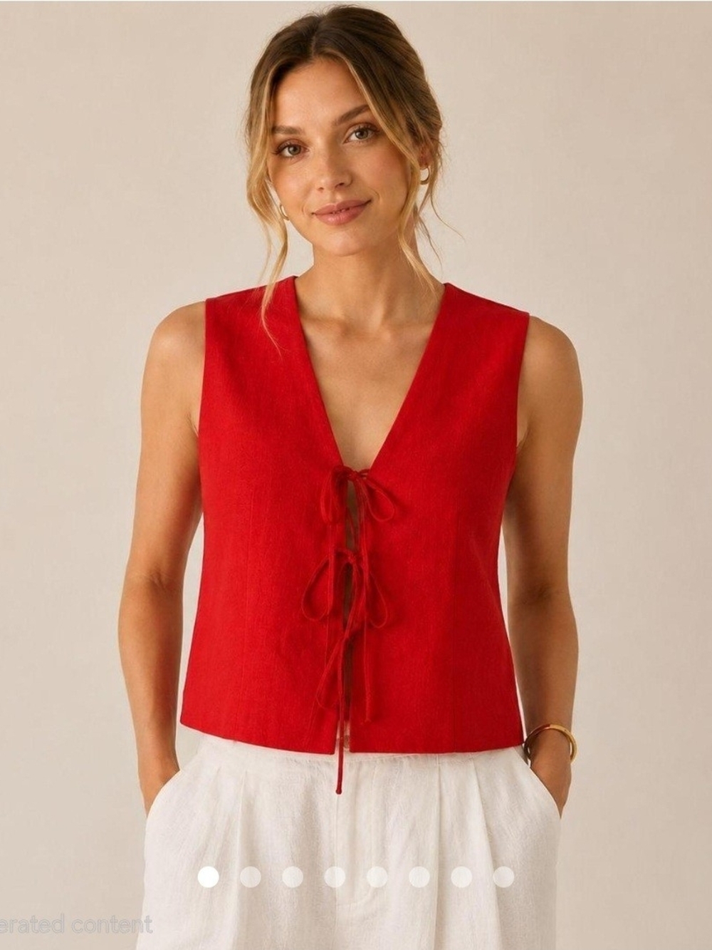 Magaschoni Red Sleeveless Tie-Front Vest